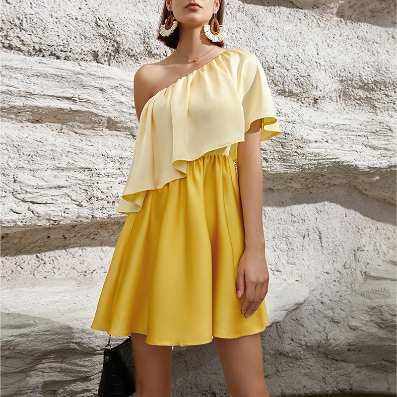 Irregular design bodice women's dress summer 2022 new casual holiday style lotus leaf edge color matching skirt
Irregular design bodice women's dress summer 2022 new casual holiday style lotus leaf edge color matching skirt