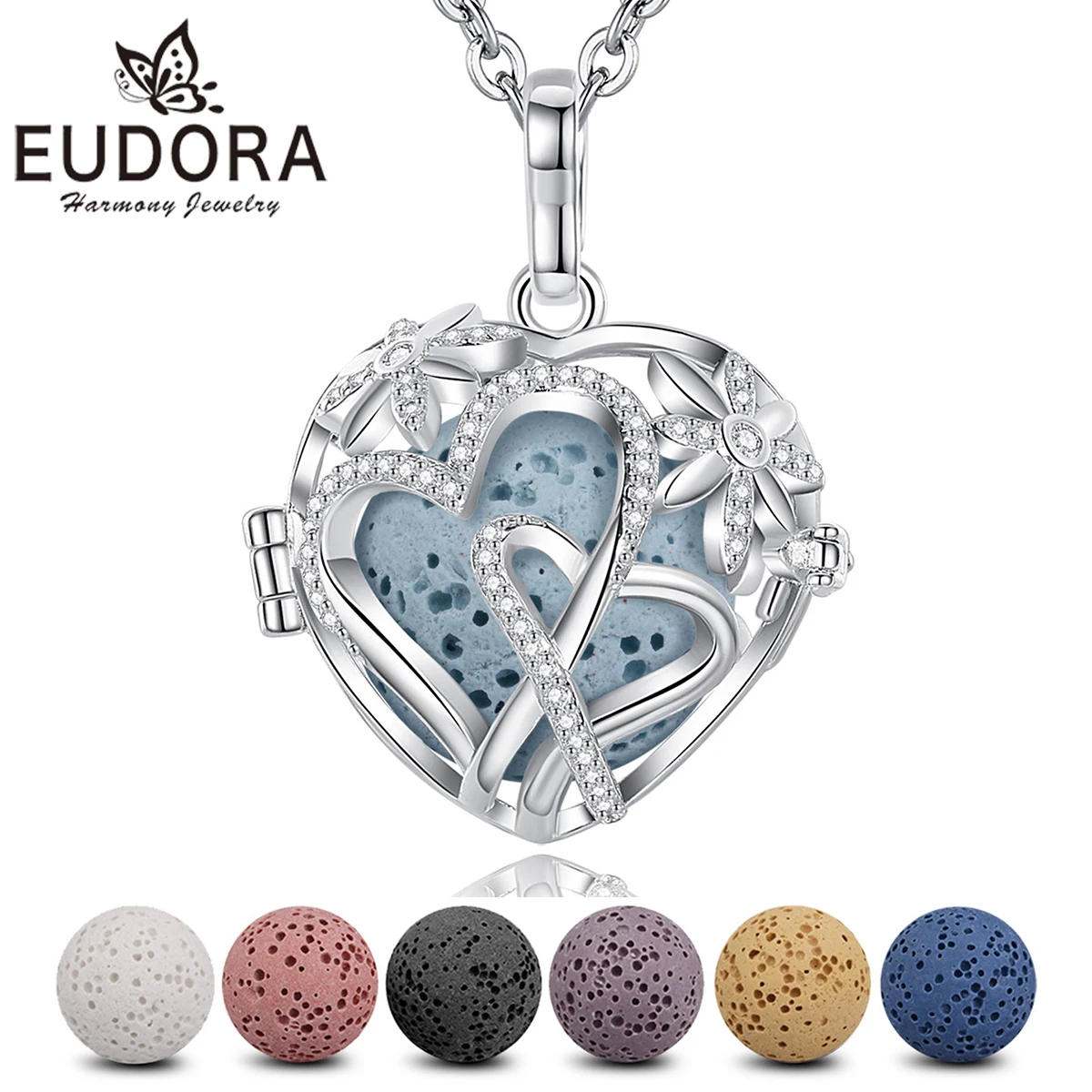 Eudora 18 мм камень из вулканической лавы сердце клетка ожерелье Ароматерапия