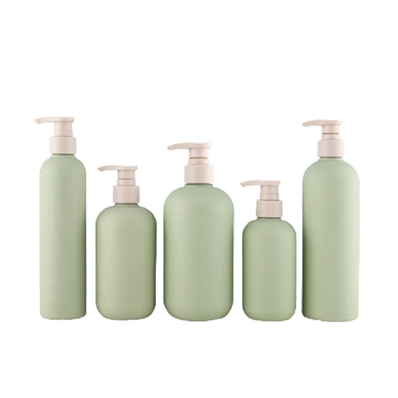 

200ml 250ml 300ML 400ml 500ML HDPE Lotion Pump Plastic Refillable Bottle Green Eco Friendly Shower Gel Packaging Container 10pcs