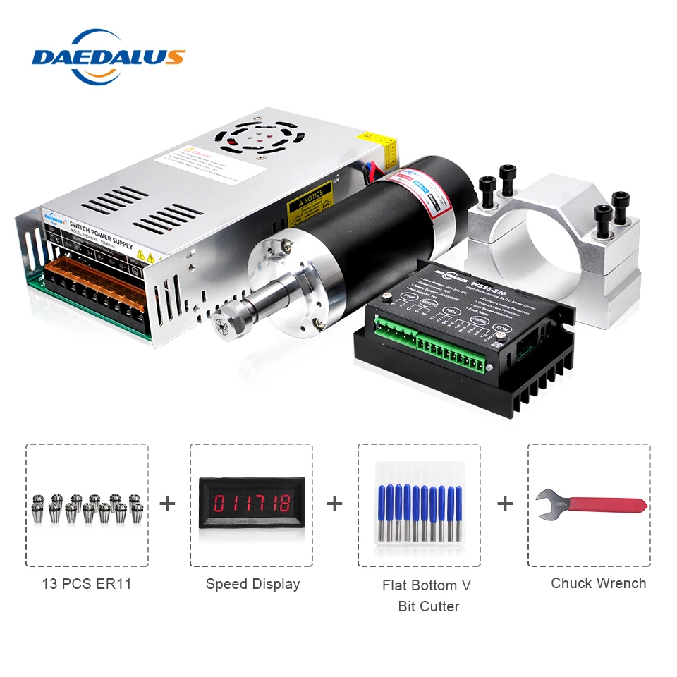 Daedalus 500W CNC Spindle Motor ER11 48V Brushless DC for Milling/Engraving/Drilling Machine DIY CNC ferramentas
Daedalus 500W CNC Spindle Motor ER11 48V Brushless DC for Milling/Engraving/Drilling Machine DIY CNC ferramentas