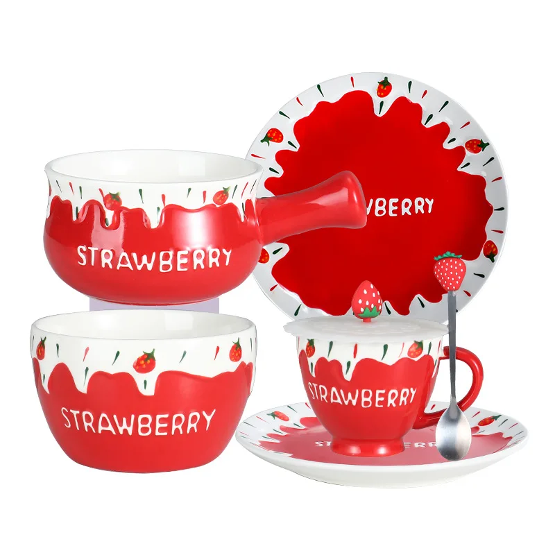 Exquisite Ceramic Tableware Set Household Japanese Strawberry Bowl Disc Water Cup Salad Dessert Cute Handdrawn Dcoration Bowl
Exquisite Ceramic Tableware Set Household Japanese Strawberry Bowl Disc Water Cup Salad Dessert Cute Handdrawn Dcoration Bowl