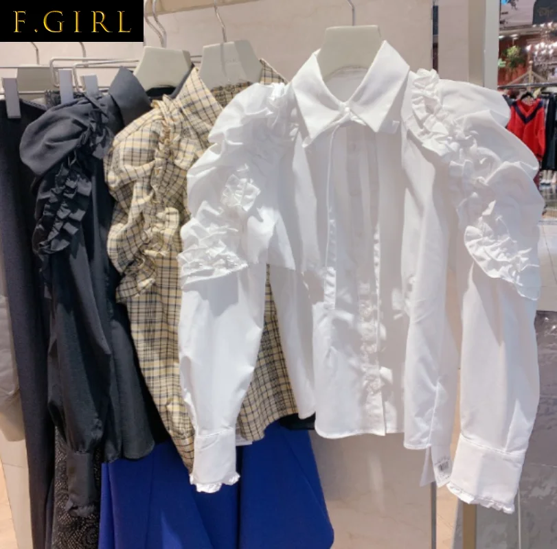F GIRLS Turn Down Collar Pleated Puff Sleeve Blouses Bandage Single-breasted Shirts Japanese Autumn Women Clothing Blusas Mujer
F GIRLS Turn Down Collar Pleated Puff Sleeve Blouses Bandage Single-breasted Shirts Japanese Autumn Women Clothing Blusas Mujer