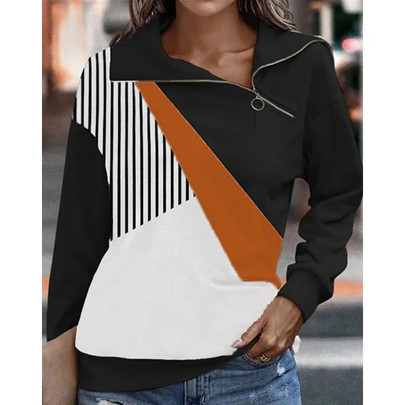 Women Fashion Striped Print Sweatshirt Vintage Harajuku Female Zipper Lapel Loose Sweatshirts Casual Long Sleeve Pullover Tops
Women Fashion Striped Print Sweatshirt Vintage Harajuku Female Zipper Lapel Loose Sweatshirts Casual Long Sleeve Pullover Tops