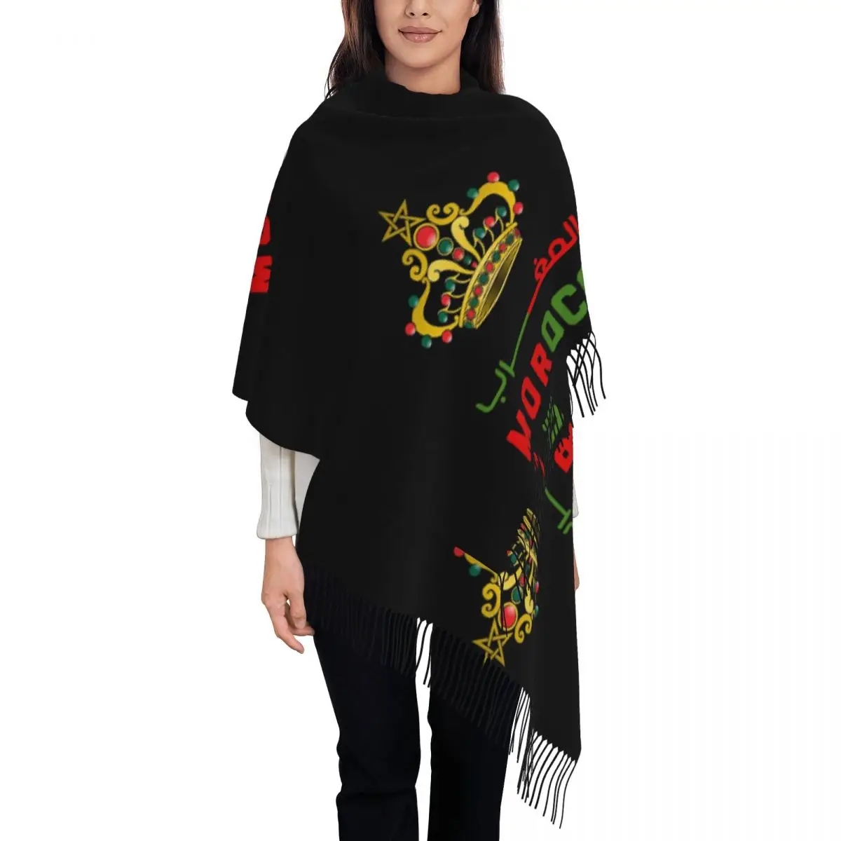 Womens Scarf with Tassel Kingdom Of Morocco Large Winter Fall Shawl Wrap Moroccan Flag Daily Wear Cashmere Scarf
Womens Scarf with Tassel Kingdom Of Morocco Large Winter Fall Shawl Wrap Moroccan Flag Daily Wear Cashmere Scarf