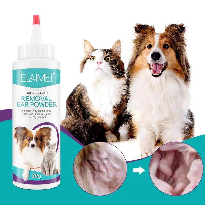 

Pet Ear Cleaner Dogs Cats Ear InfectionTreatment Painless Dog Ears Powder For Hair Removal Treats Infected Ears Inflammation