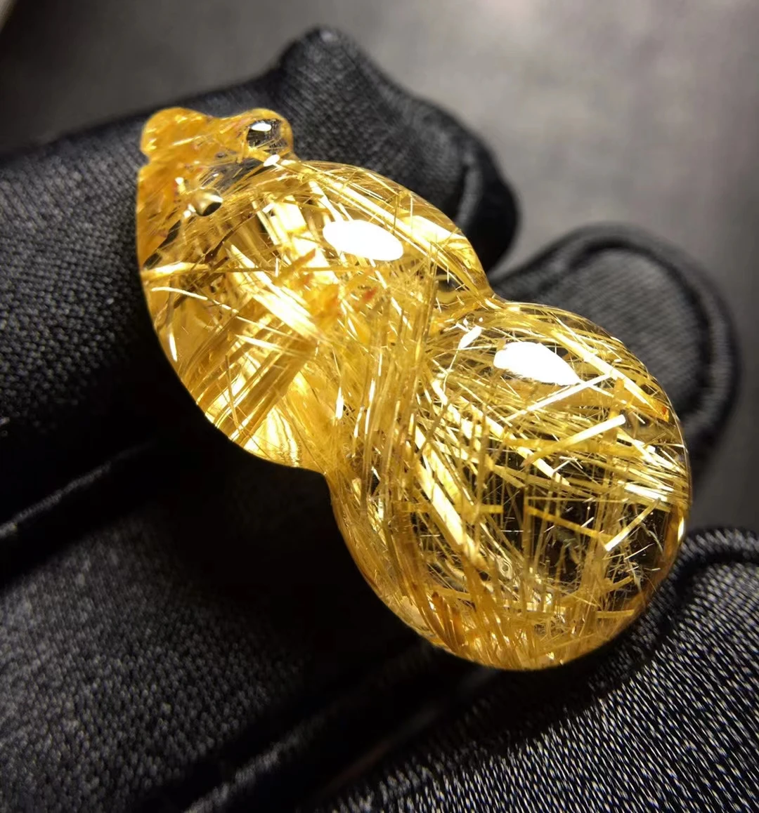 Natural Gold Rutilated Quartz Gourd Pendant 29.7*15*12.3mm Yellow Rutilated Quartz Jewelry Women Brazil AAAAAAA
Natural Gold Rutilated Quartz Gourd Pendant 29.7*15*12.3mm Yellow Rutilated Quartz Jewelry Women Brazil AAAAAAA