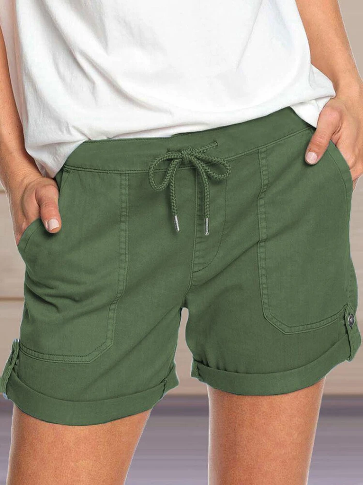 Summer High Waist Shorts Women Solid Color Drawstring Pocket Flanging Shorts Casual Loose Streetwear Fashion Ladies Short Pants
Summer High Waist Shorts Women Solid Color Drawstring Pocket Flanging Shorts Casual Loose Streetwear Fashion Ladies Short Pants