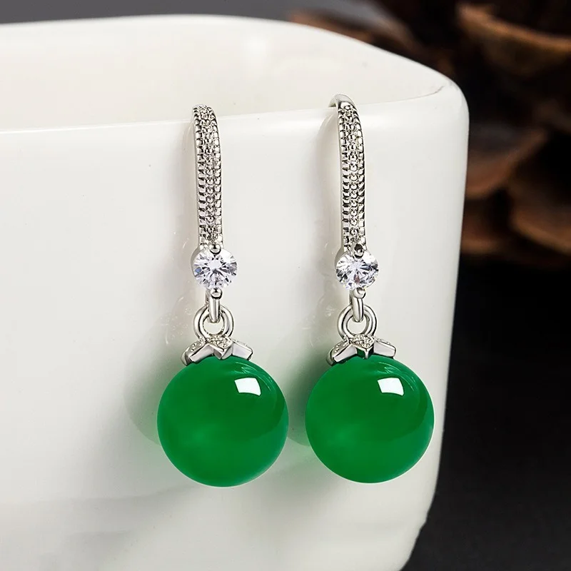 

Natural Chrysoprase Hand Carved Water Drop Earrings Fashion Boutique Jewelry Women's Agate Earrings Gift Wholesale