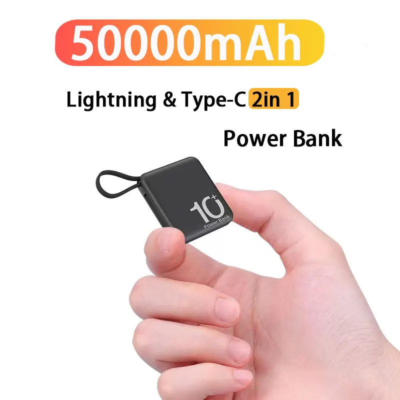 Mini Power Bank Built-in Cord Portable Micro Compact Power Bank 10000mAh Fast Charging External Battery Mobile Phone Accessories
Mini Power Bank Built-in Cord Portable Micro Compact Power Bank 10000mAh Fast Charging External Battery Mobile Phone Accessories