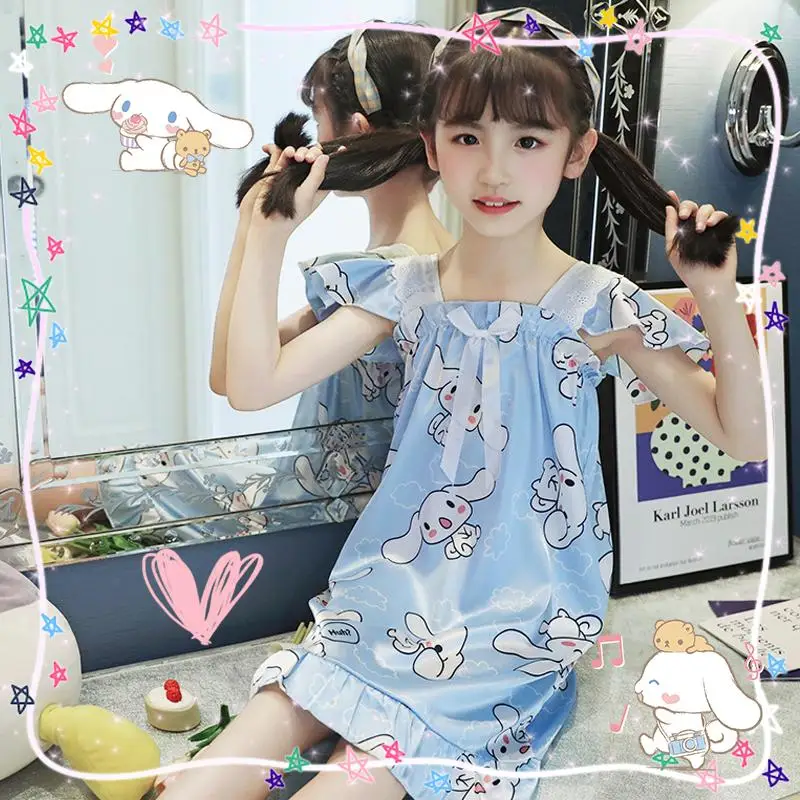 Sanrioed Kids Nightdress Kawaii Summer Ice Silk Soft Summer Home Pajamas Anime Kuromi Cinnamoroll Lovely Girls Gifts Stylish
Sanrioed Kids Nightdress Kawaii Summer Ice Silk Soft Summer Home Pajamas Anime Kuromi Cinnamoroll Lovely Girls Gifts Stylish