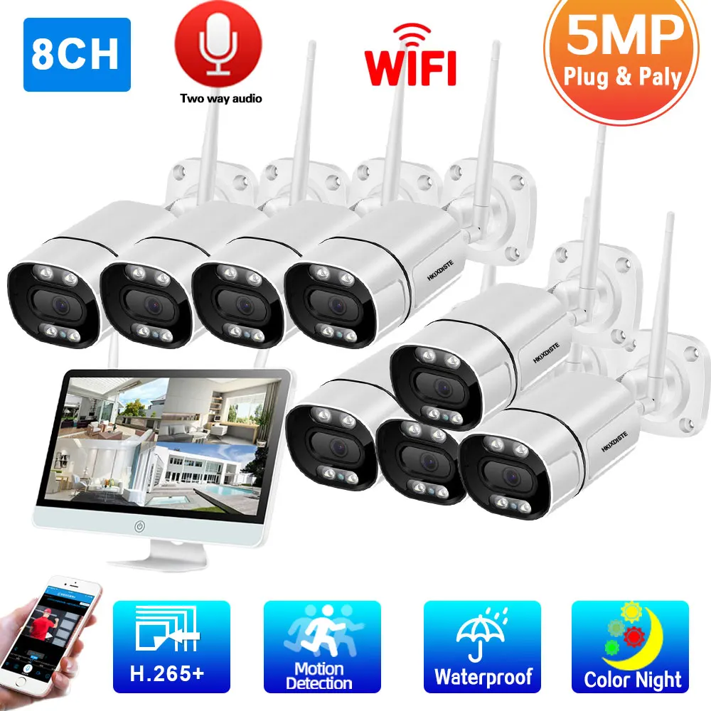 8CH Wireless Camera System 5MP Outdoor Color Night Vision 2 Way Audio Wfi CCTV Video Security Surveillance Kit with Monitor 4CH
8CH Wireless Camera System 5MP Outdoor Color Night Vision 2 Way Audio Wfi CCTV Video Security Surveillance Kit with Monitor 4CH