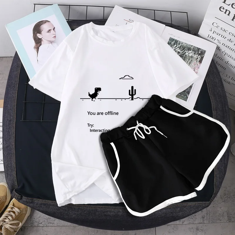 2-Piece Short Top + Pants Women's Cartoon Dinosaur Pattern Summer Y2k Harajuku Casual T-Shirt Running Unisex Sportswear Set
2-Piece Short Top + Pants Women's Cartoon Dinosaur Pattern Summer Y2k Harajuku Casual T-Shirt Running Unisex Sportswear Set