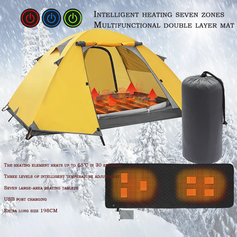 Heating Mat USB Heating Sleeping Mat Camping Mattress 7 Zone Areas 3-Level Adjustable Warm Sleeping Bag Foldable Sleeping Pad
Heating Mat USB Heating Sleeping Mat Camping Mattress 7 Zone Areas 3-Level Adjustable Warm Sleeping Bag Foldable Sleeping Pad