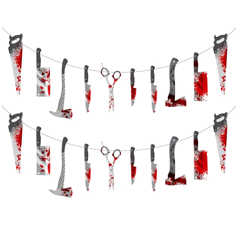 JOYMEMO Halloween Themed Party Decorations Horror Paper Blood Knife Scissor Banner Haunted House Halloween Party Decor Supplies
JOYMEMO Halloween Themed Party Decorations Horror Paper Blood Knife Scissor Banner Haunted House Halloween Party Decor Supplies