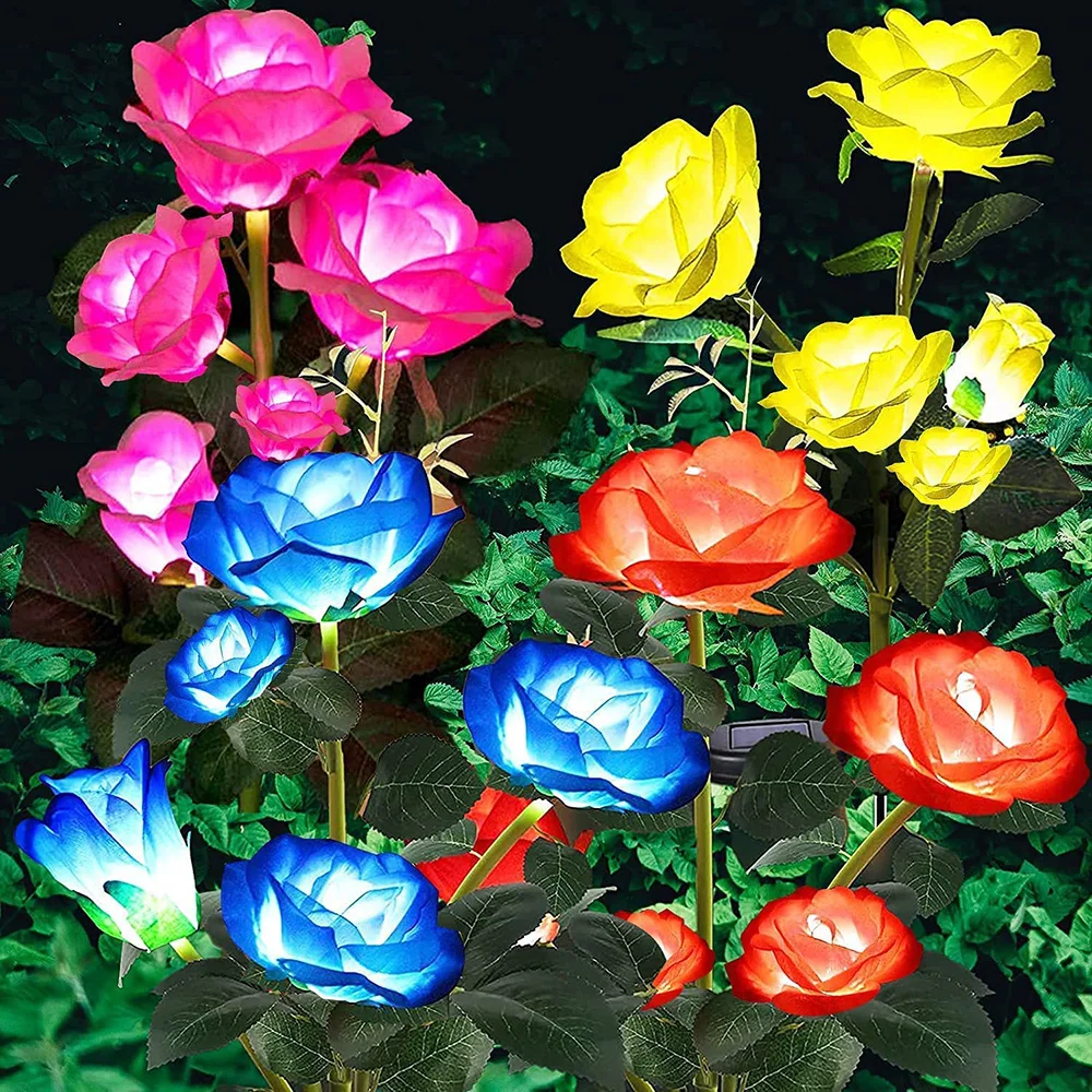 5 Head LED Solar Simulation Rose Flower Solar LED Light Garden Yard Lawn Night Lamp Landscape Garden Home Decoration Flowers
5 Head LED Solar Simulation Rose Flower Solar LED Light Garden Yard Lawn Night Lamp Landscape Garden Home Decoration Flowers