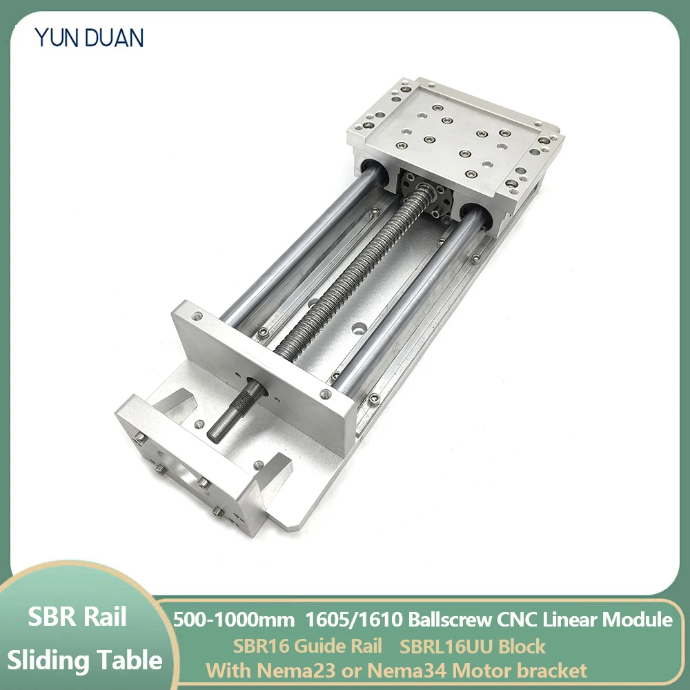 CNC Electric Mobile Workbench SBR16 Guide 500~1000MM Stroke Sliding Table Heavy Load Linear Stage SFU 1605/1610 C7 Ball Screw
CNC Electric Mobile Workbench SBR16 Guide 500~1000MM Stroke Sliding Table Heavy Load Linear Stage SFU 1605/1610 C7 Ball Screw