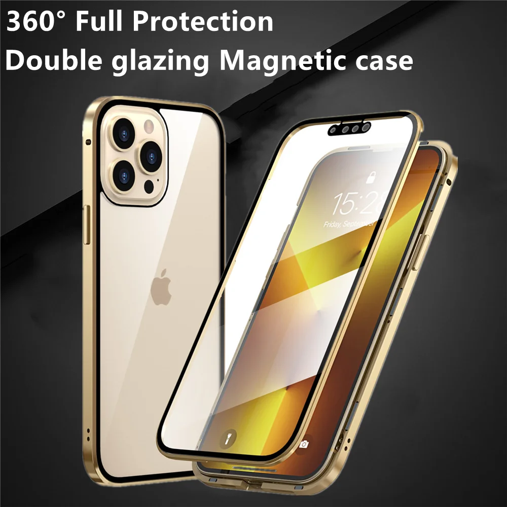 360 Full Protective Magnetic Adsorption Case for IPhone 13 12 11 Pro Max 13 12 Mini Double Glass Metal Cover
360 Full Protective Magnetic Adsorption Case for IPhone 13 12 11 Pro Max 13 12 Mini Double Glass Metal Cover