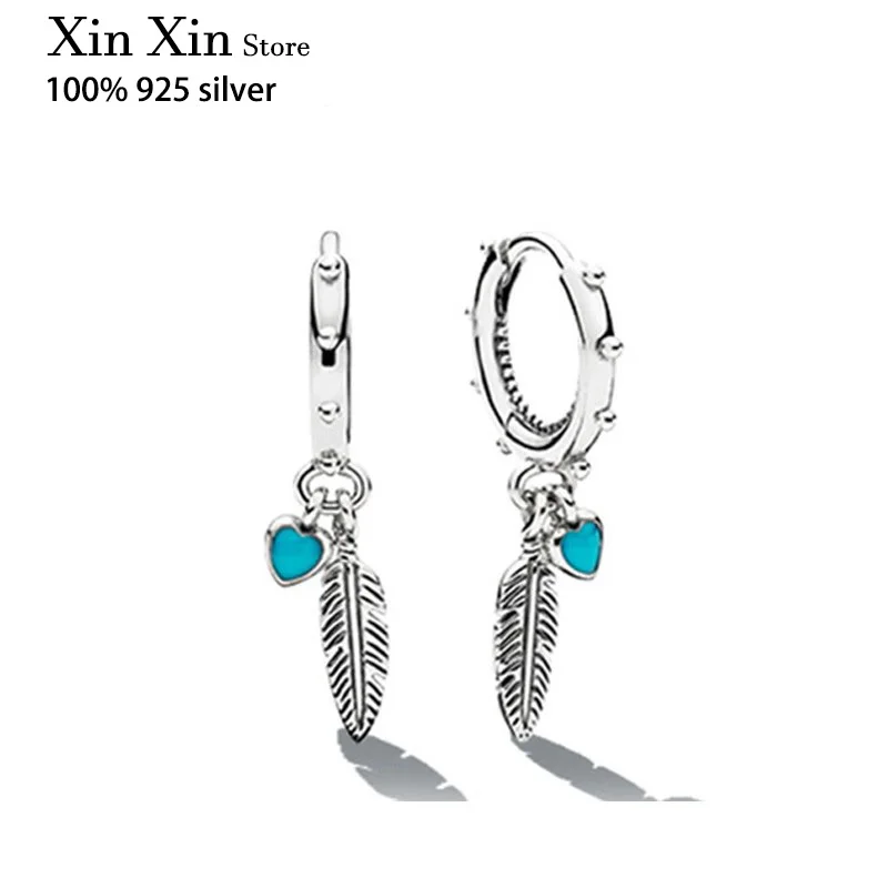 Authentic S925 Sterling Silver Blue-green Love And Feather Ring Hook Earrings Women's Fashion Silver Earrings Jewelry Gifts
Authentic S925 Sterling Silver Blue-green Love And Feather Ring Hook Earrings Women's Fashion Silver Earrings Jewelry Gifts