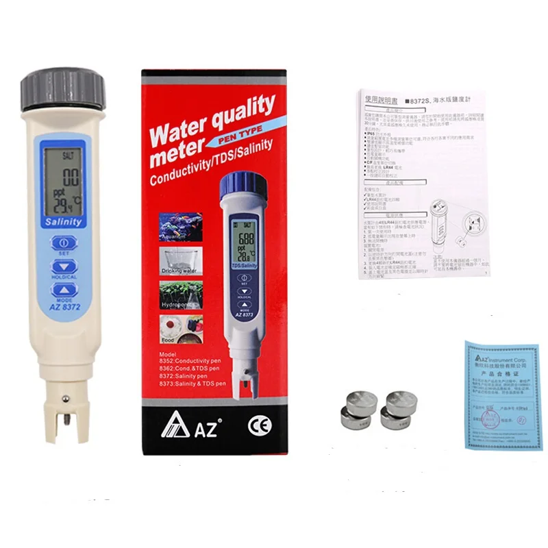 AZ8372 Pen Type TDS Salinity Tester Water Quality Salinity Meter Salinity Detector Seawater Version
AZ8372 Pen Type TDS Salinity Tester Water Quality Salinity Meter Salinity Detector Seawater Version
