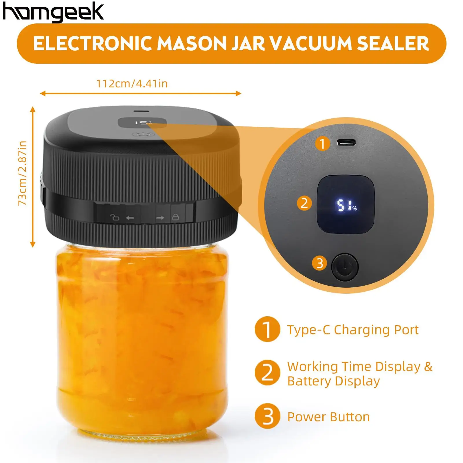 

Электрический вакуумный упаковщик Mason Jar, 60 кПа, Мощное всасывание, вакуумная герметичная машина, беспроводной упаковщик для хранения пищевых продуктов, ферментация
