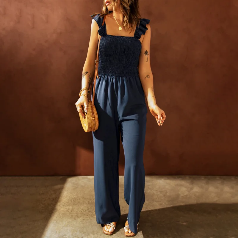 Elegant ruffled shoulder strap stitching office jumpsuit summer new women's solid color jumpsuit sexy sleeveless jumpsuit
Elegant ruffled shoulder strap stitching office jumpsuit summer new women's solid color jumpsuit sexy sleeveless jumpsuit