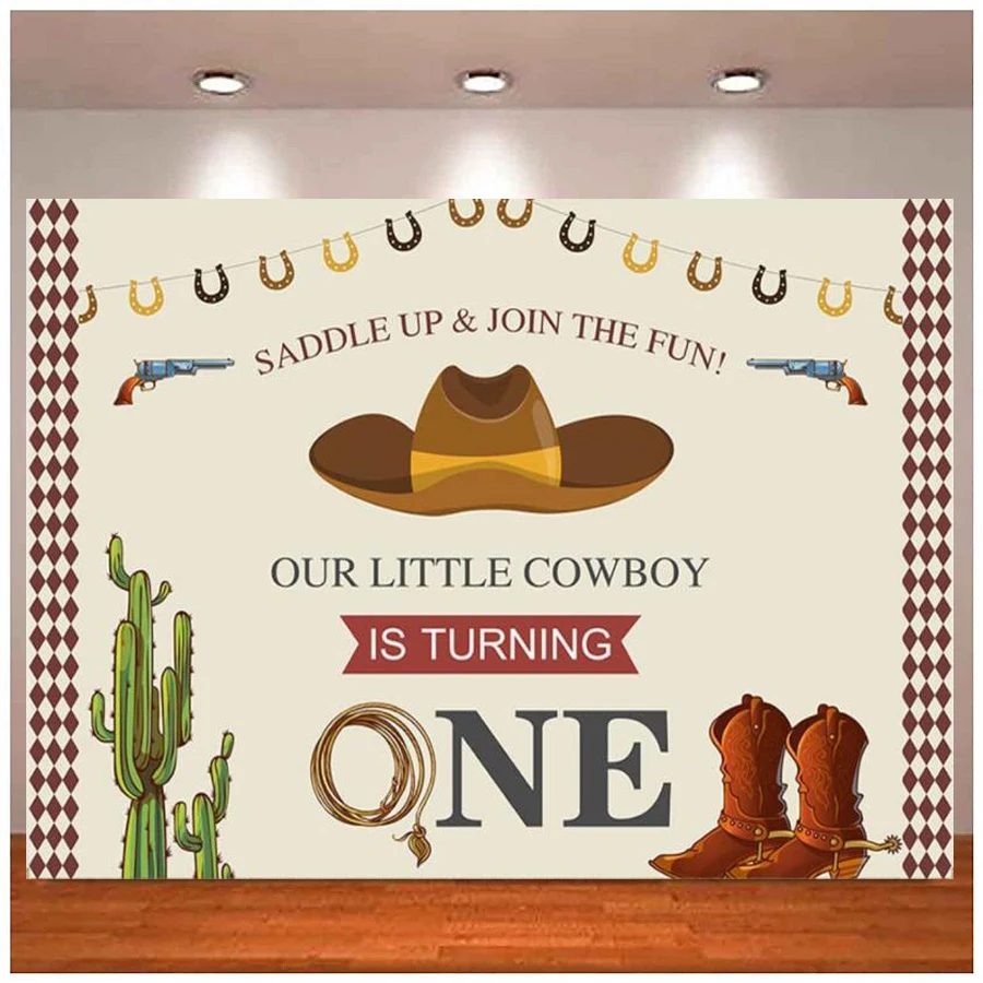 

Photography Backdrop Wild Cowboy Our Little Cowboy Is Turnning One 1st For Birthday Party Decor Banner Background Photo Studio
