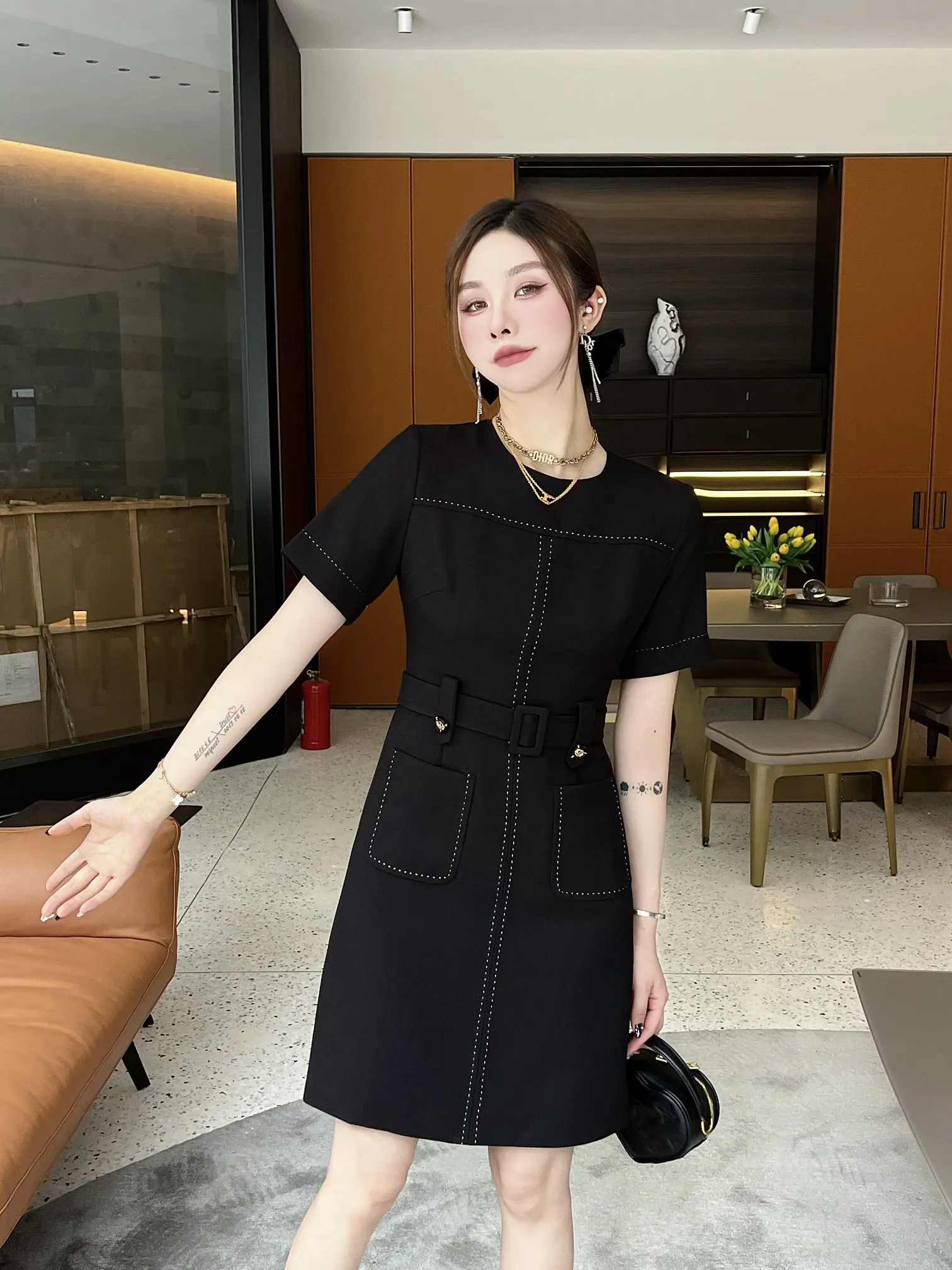 2023 Spring/Summer Fashion New Women's Clothing Beaded Short-Sleeved Dress 0704
2023 Spring/Summer Fashion New Women's Clothing Beaded Short-Sleeved Dress 0704