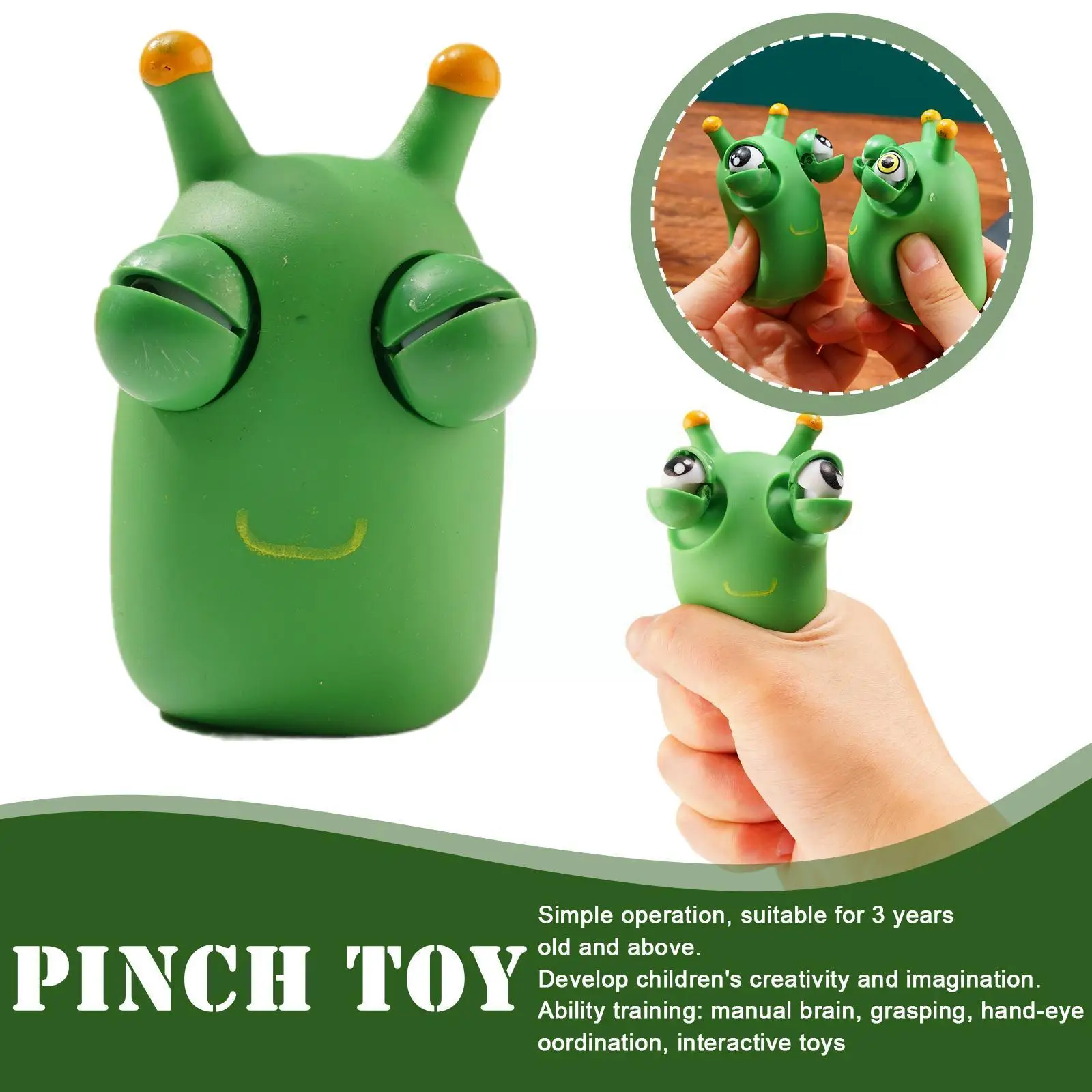Kawaii Funny Grass Worm Pinch Toy Green Eye Bouncing Portable Fidget Sensory Squeeze Squeeze Stress Relief Toy, Toys Worm T P3a0
Kawaii Funny Grass Worm Pinch Toy Green Eye Bouncing Portable Fidget Sensory Squeeze Squeeze Stress Relief Toy, Toys Worm T P3a0
