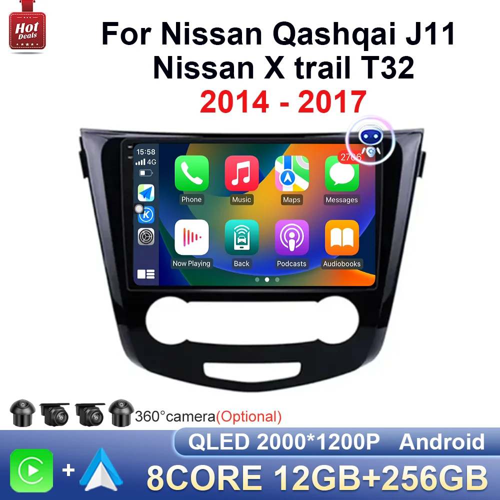 Автомобильный мультимедийный плеер автомагнитола 2 din для Nissan Qashqai J11 X trail T32 10 1-2014