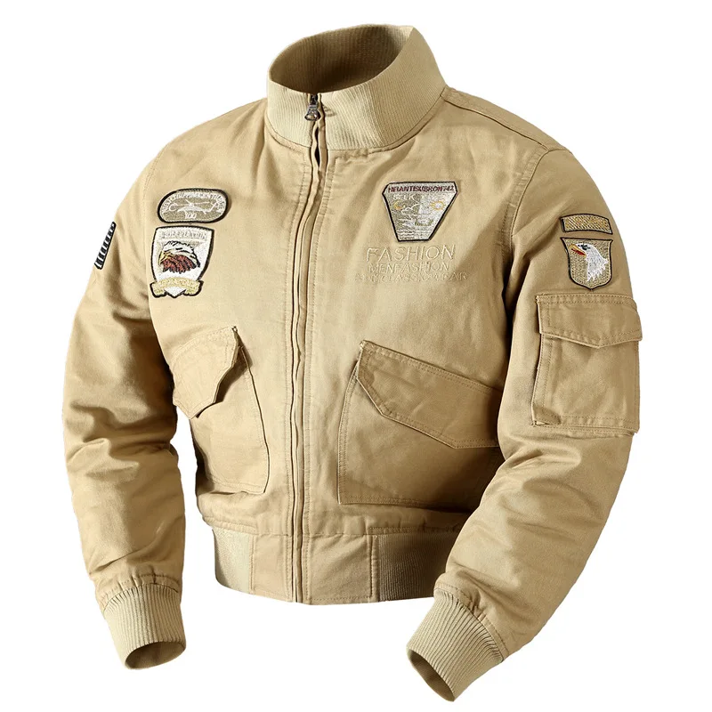 2022 Spring Autumn New Casual Solid Zipper Pilot Jacket Embroidery Washed Coat Top Stand Collar Male Military Bomber Jackets Men
2022 Spring Autumn New Casual Solid Zipper Pilot Jacket Embroidery Washed Coat Top Stand Collar Male Military Bomber Jackets Men