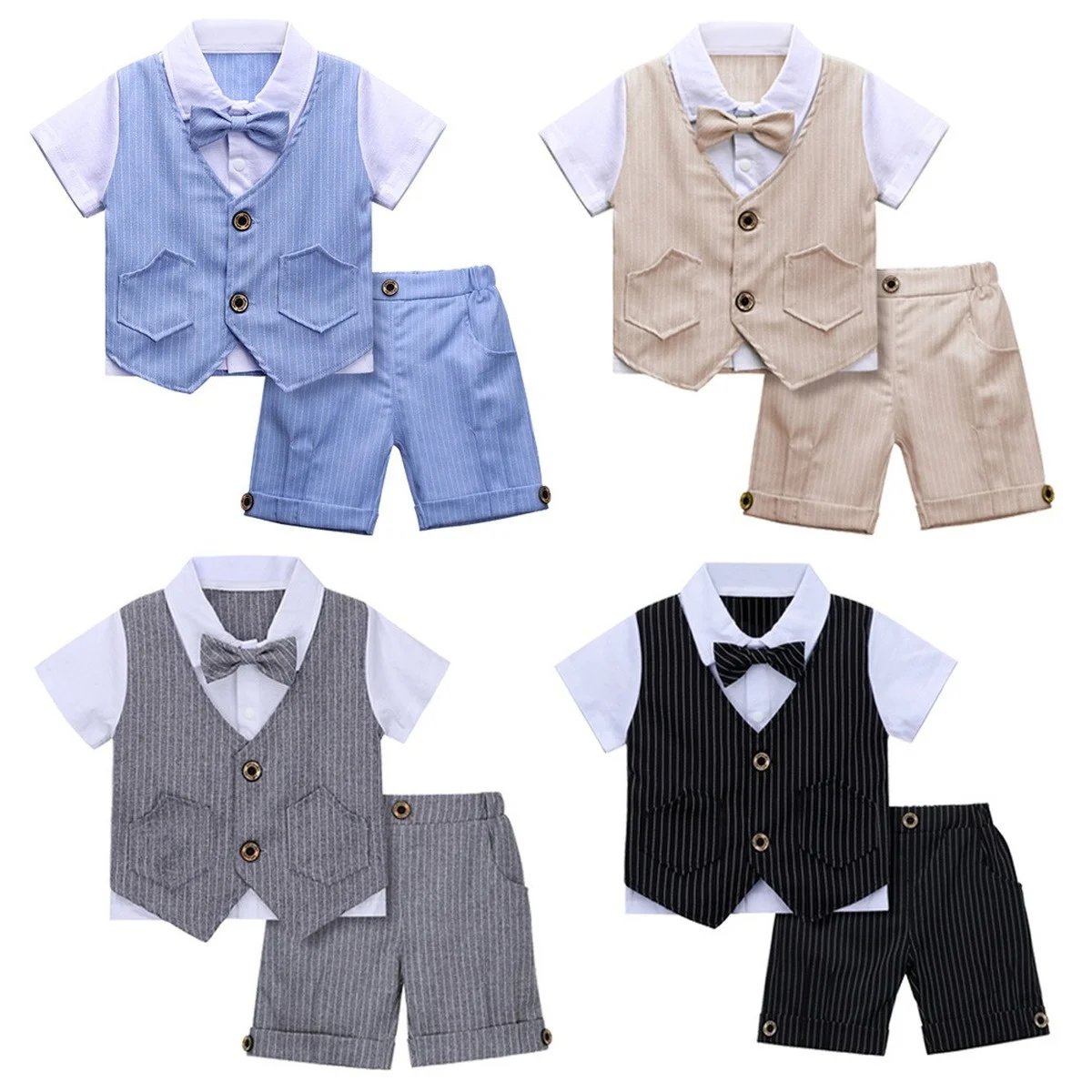 2 Pcs Baby Boy Formal Outfit Kids Boy Clothing Set Wedding Formal Suit Infant Tuxedo Toddler Short Sleeves Costume Fake Vest
2 Pcs Baby Boy Formal Outfit Kids Boy Clothing Set Wedding Formal Suit Infant Tuxedo Toddler Short Sleeves Costume Fake Vest