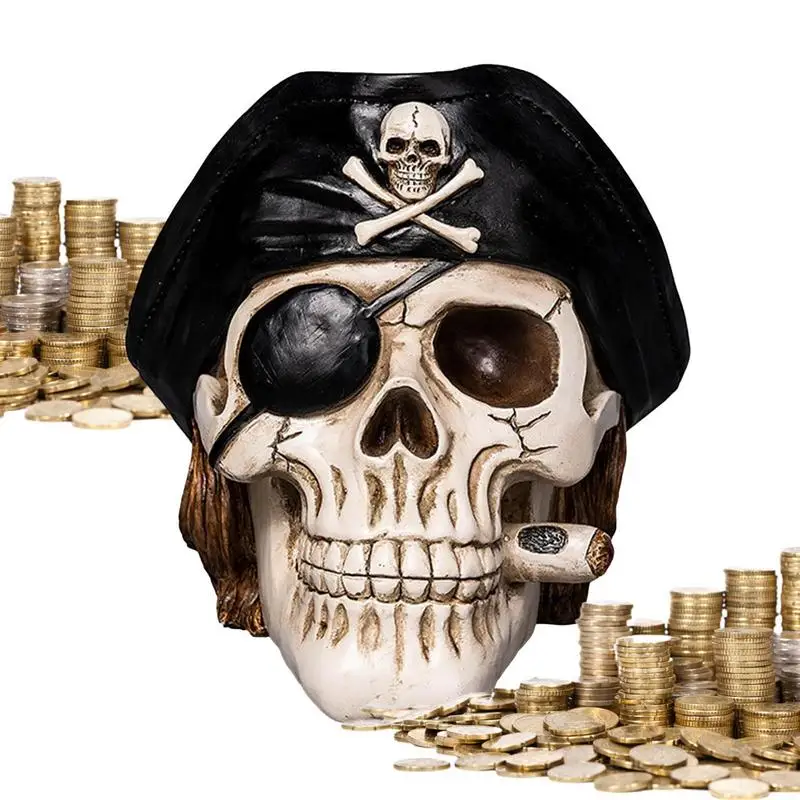 Skull Statue Piggys Bank Resin Carving Hand Drawn Skull Pirate Figurine Money Coin Bank Resin Carving Skeletons Decor Statue
Skull Statue Piggys Bank Resin Carving Hand Drawn Skull Pirate Figurine Money Coin Bank Resin Carving Skeletons Decor Statue