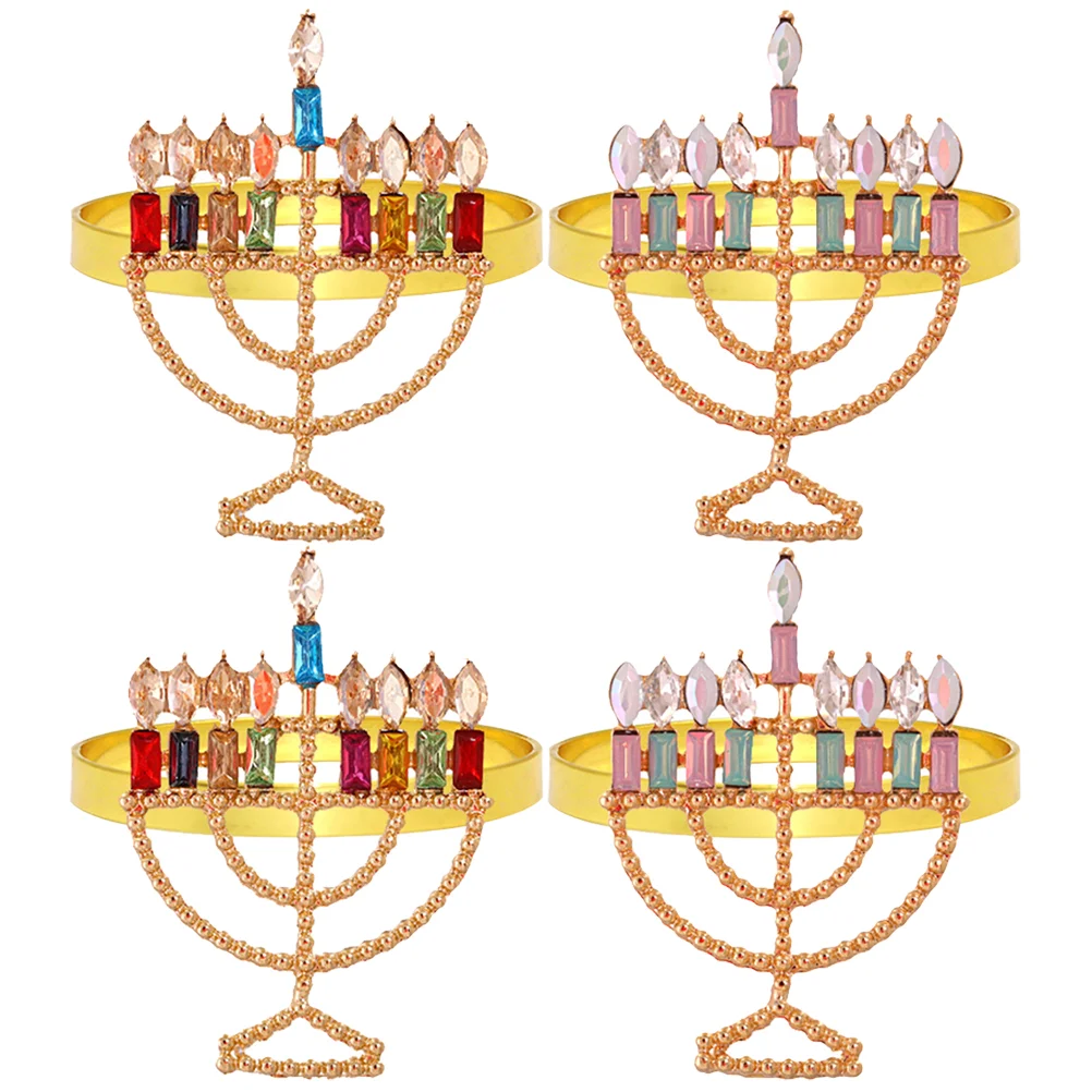 

Menorah молдинговые кольца для салфеток, обеденный стол, кольцо для салфеток, цветные бриллиантовые подсвечники, пуговицы, кольцо для салфеток