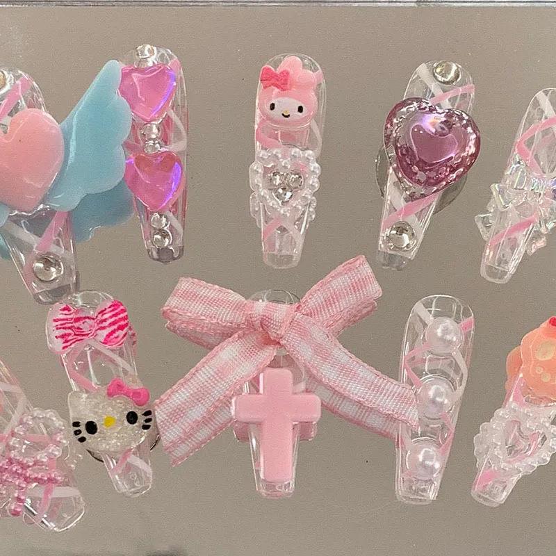 Anime Sanrio Hello kitty Y2K Fake Nail Stickers Hot Girl Harajuku Style Hand Painted Subcultural Babes Reusable Nail Stickers
Anime Sanrio Hello kitty Y2K Fake Nail Stickers Hot Girl Harajuku Style Hand Painted Subcultural Babes Reusable Nail Stickers