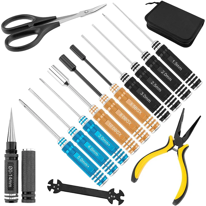 Titanium RC Tool Set - 14 In 1 Screwdriver Pliers, Hex Repair Hex Bolts And Socket Driver For Helicopter Multirotor
Titanium RC Tool Set - 14 In 1 Screwdriver Pliers, Hex Repair Hex Bolts And Socket Driver For Helicopter Multirotor