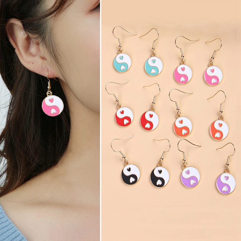 Creative Yin Yang Enamel Earrings Pendant Simple Fashion Round Heart-shaped Oil Drop Earrings Heart-shaped Women's Jewelry Gifts
Creative Yin Yang Enamel Earrings Pendant Simple Fashion Round Heart-shaped Oil Drop Earrings Heart-shaped Women's Jewelry Gifts