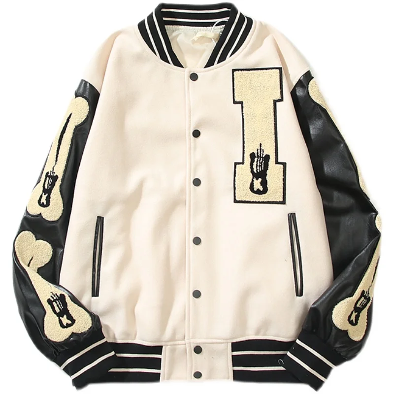 KAPITAL 21AW Hirata Leather Sleeve Splice Bone Retro Men's and Women's Woolen Bomber Jacket Japan Casual Loose Coat
KAPITAL 21AW Hirata Leather Sleeve Splice Bone Retro Men's and Women's Woolen Bomber Jacket Japan Casual Loose Coat