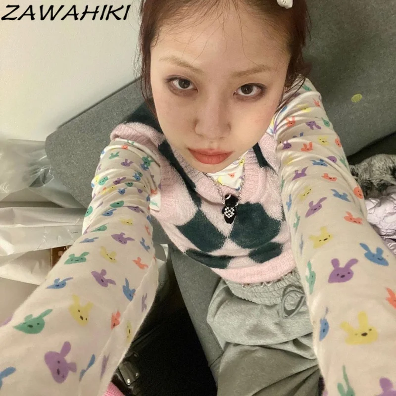 Gothic Grunge Tops Y2k Aesthetic Kawaii Rabbit Print Long Sleeve T Shirts 2000s Graphic Tee White Slim Clothes E Girl Streetwear
Gothic Grunge Tops Y2k Aesthetic Kawaii Rabbit Print Long Sleeve T Shirts 2000s Graphic Tee White Slim Clothes E Girl Streetwear