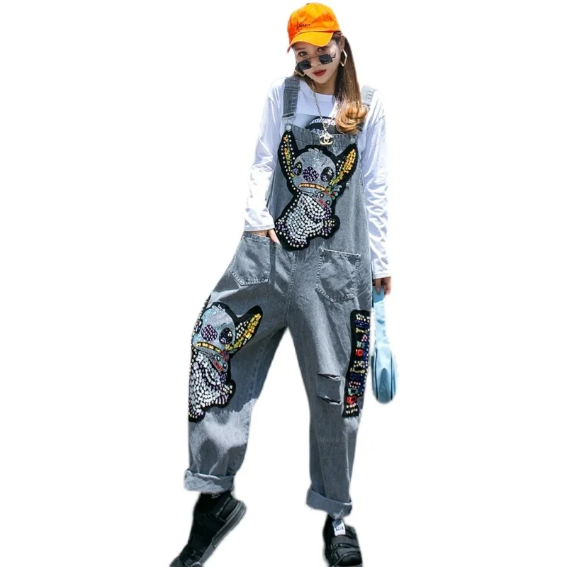 Spring Beaded Sequins Cartoon Jumpsuit Women Loose Casual Holes Ripped Adjustable Denim Bib Overalls Jeans Pants
Spring Beaded Sequins Cartoon Jumpsuit Women Loose Casual Holes Ripped Adjustable Denim Bib Overalls Jeans Pants