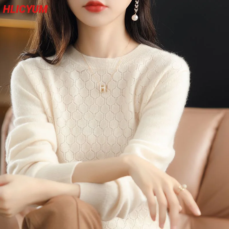 Cashmere Sweater Women Elegant Autumn/Winter 100% Pure Wool Pullover Casual Loose Knitwear Round Neck Ladies Tops Hollow Blouse
Cashmere Sweater Women Elegant Autumn/Winter 100% Pure Wool Pullover Casual Loose Knitwear Round Neck Ladies Tops Hollow Blouse