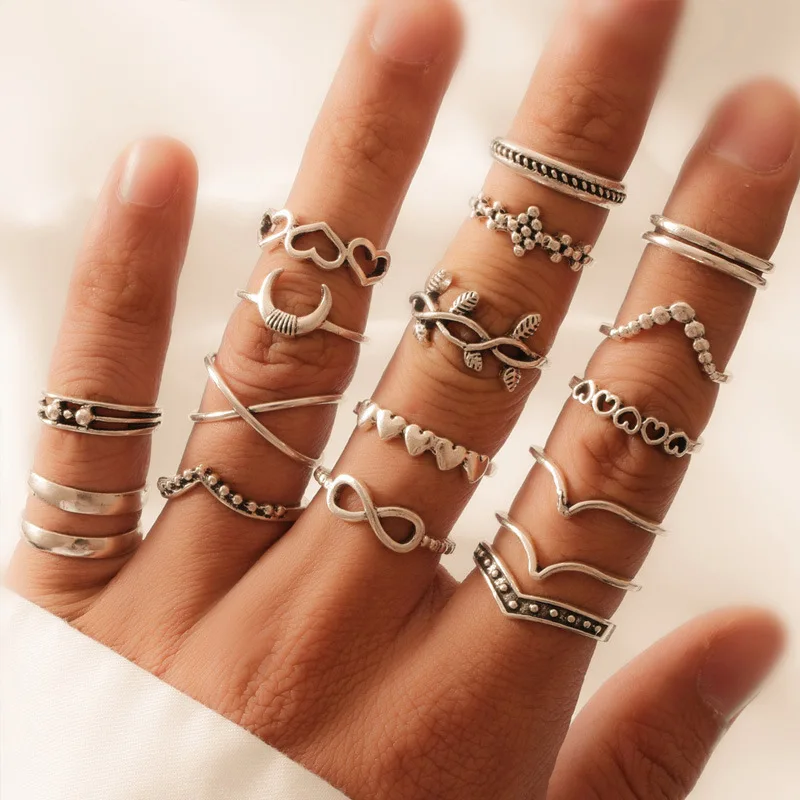 18pcs/set Punk Vintage Party Moon Heart Decor Rings Set For Women Couples Sweet Couple Ring Gift Wholesale Jewelry M037
18pcs/set Punk Vintage Party Moon Heart Decor Rings Set For Women Couples Sweet Couple Ring Gift Wholesale Jewelry M037