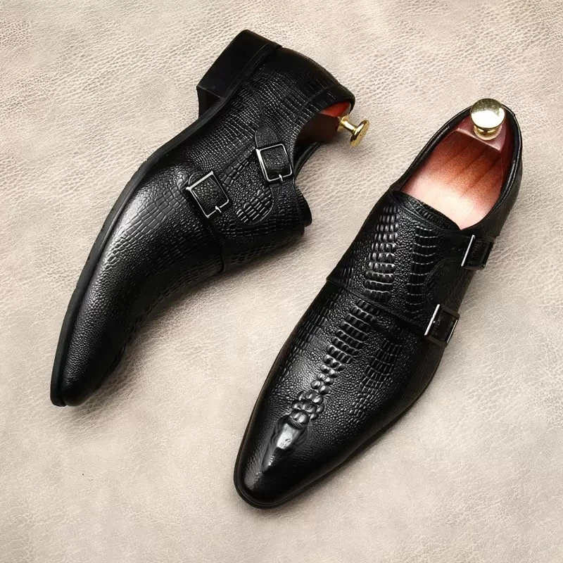 Luxury Double Buckle Elegant Dress Shoes Man Genuine Leather Crocodile Pattern Mens Oxford Shoes Black Formal Designer Loafers
Luxury Double Buckle Elegant Dress Shoes Man Genuine Leather Crocodile Pattern Mens Oxford Shoes Black Formal Designer Loafers
