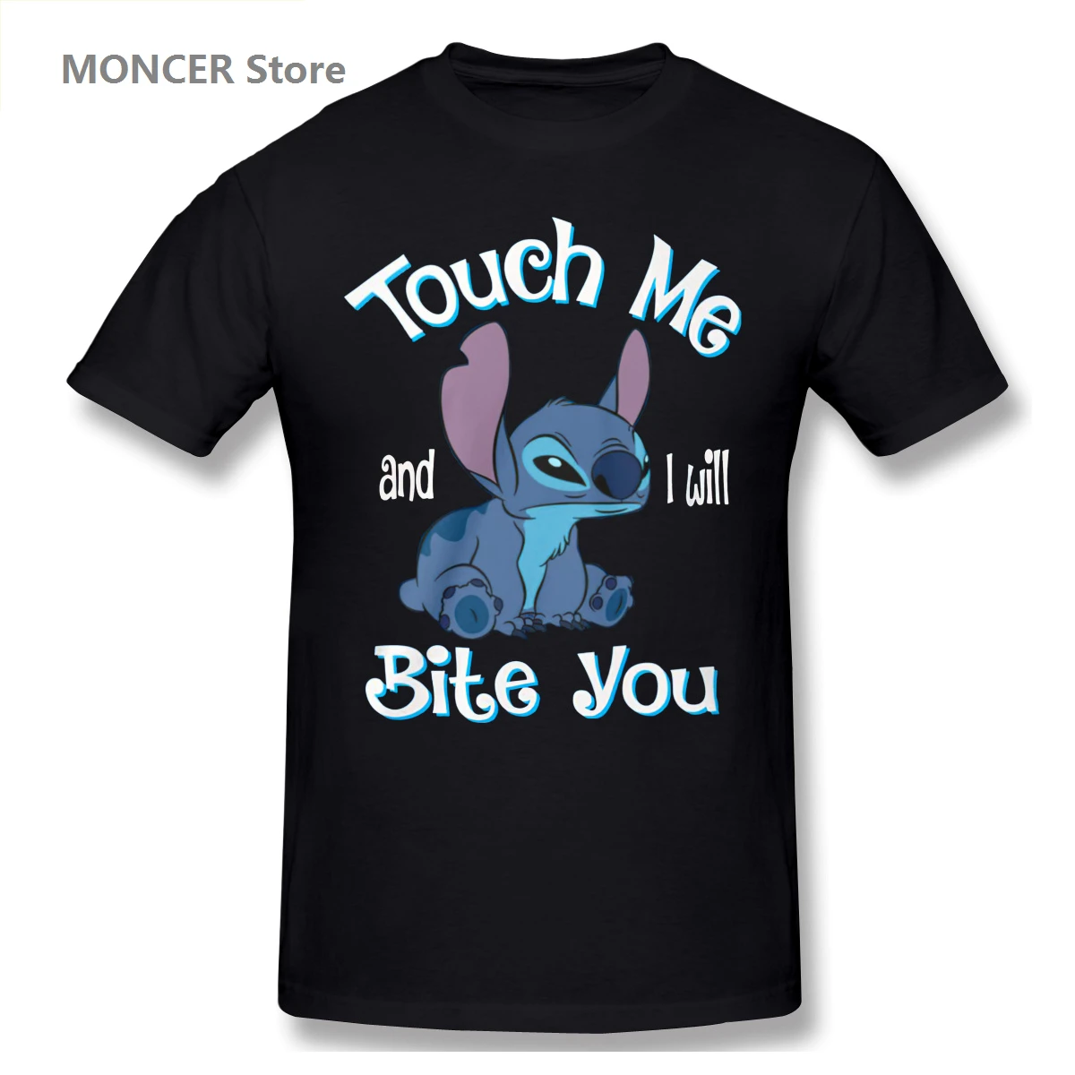 

Stitch Touch Me And I Will Bite You T Shirt Men/WoMen T-shirt Short Sleeve Graphics Tshirt Brands Tee Tops