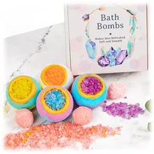 100g Dried Flower Bath Salt Ball 4 Packs Bath Bomb Set Lavender Fragrance Adult Spa Foot Bath Salt Ball Bath Ball Bath Bomb