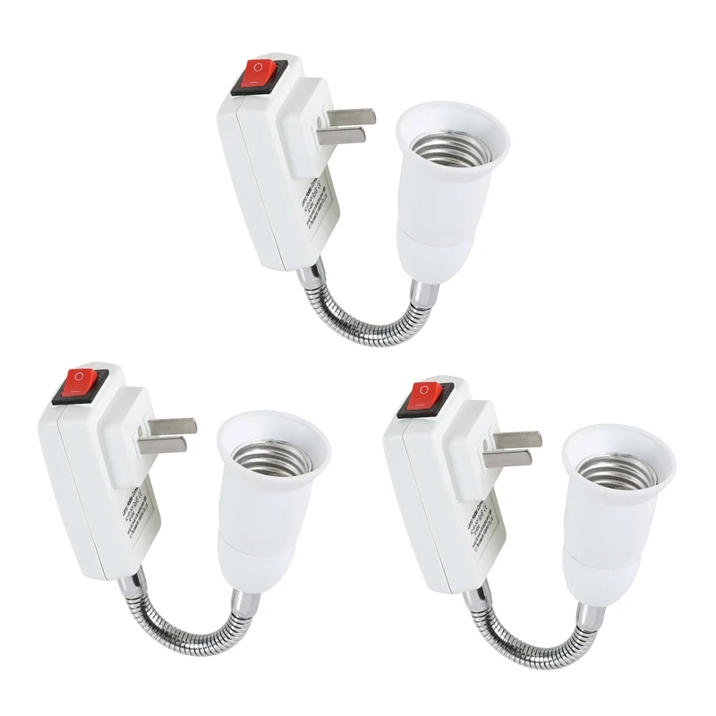 3X E27 Socket Adapter With On/Off Switch To US Plug,Flexible Extension Lamp Bulb Holder Converter
3X E27 Socket Adapter With On/Off Switch To US Plug,Flexible Extension Lamp Bulb Holder Converter