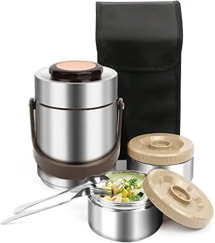 for Hot Food, 3 Tier 67oz Stackable Food Jar, Leakproof Insulated Lunch Box w/Bag Spoon Fork, Stainless Steel Adult Meal Bento
for Hot Food, 3 Tier 67oz Stackable Food Jar, Leakproof Insulated Lunch Box w/Bag Spoon Fork, Stainless Steel Adult Meal Bento