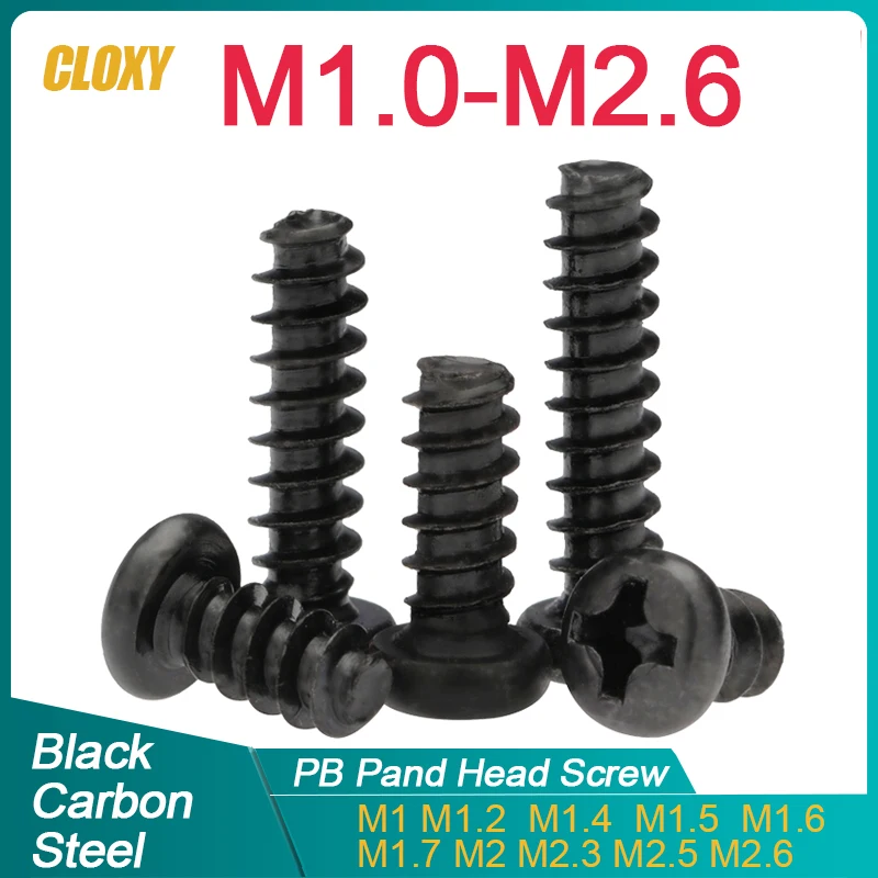 500/ 200/ 100pcs M1 M1.2 M1.4 M1.5 M1.6 M1.7 M2 M2.3 M2.6 PB Pan Head Black Electronic Micro Screws Phillips Self-tapping Screw
500/ 200/ 100pcs M1 M1.2 M1.4 M1.5 M1.6 M1.7 M2 M2.3 M2.6 PB Pan Head Black Electronic Micro Screws Phillips Self-tapping Screw