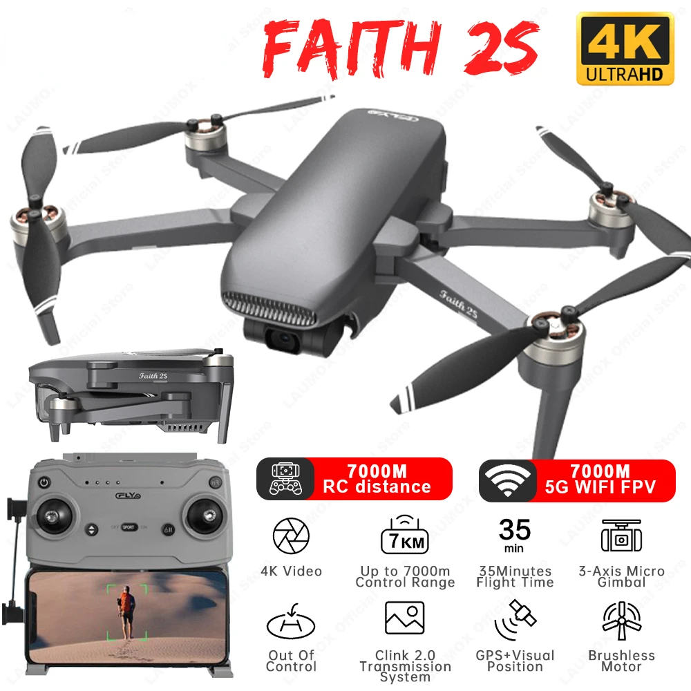 

LAUMOX Faith 2S Drone 4K Professional GPS HD Camera 3-Axis Gimbal Quadcopter 35min Flight RC 7KM SG906 Max2 X8Mini F11S 4K PRO