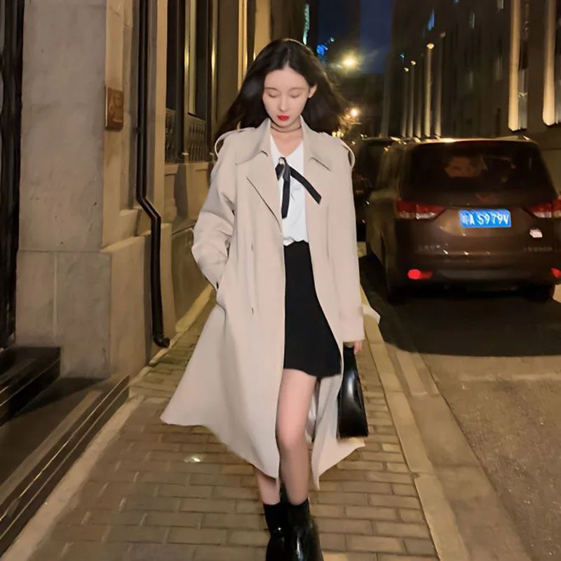 Korean Fashion Windbreaker Women's Small Casual Versatile Waist Tie up Mid length Coat 2023 Spring New
Korean Fashion Windbreaker Women's Small Casual Versatile Waist Tie up Mid length Coat 2023 Spring New