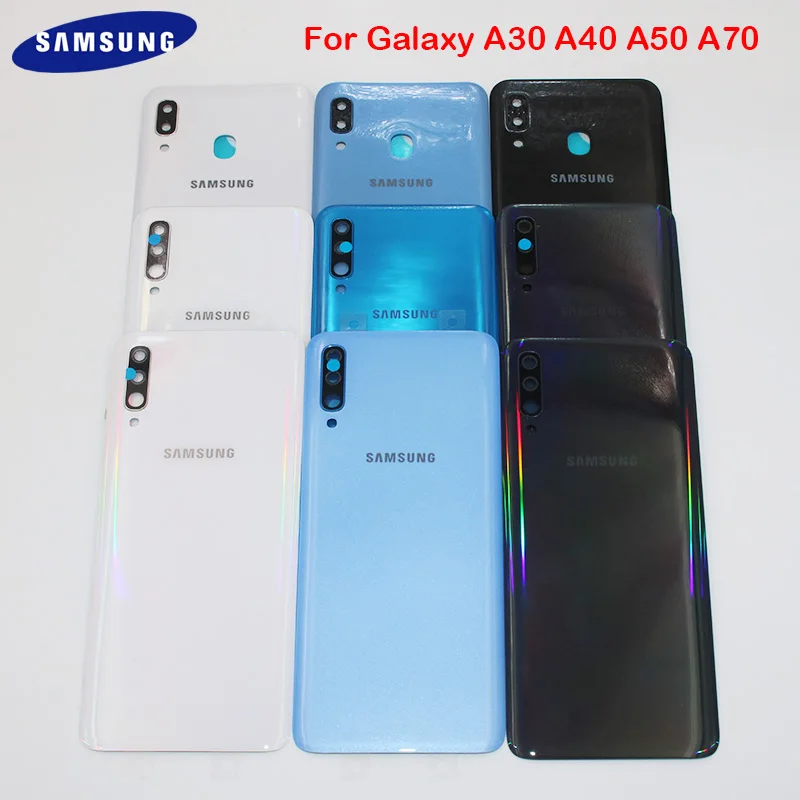Оригинальная задняя крышка аккумулятора Samsung Galaxy A30 A40 A50 A70, корпус для панели телефона, запасные части для ремонта с объективом камеры 
Оригинальная задняя крышка аккумулятора Samsung Galaxy A30 A40 A50 A70, корпус для панели телефона, запасные части для ремонта с объективом камеры